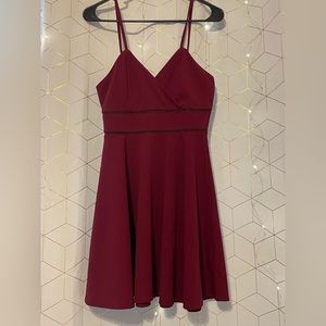 Short burgundy dress, super cute and perfect for a night out!